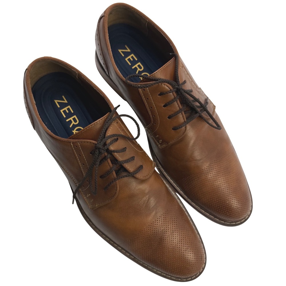 Steve Madden Mens Perforated Cap Toe Brown Oxfords Size 12 Zero Grand Insoles